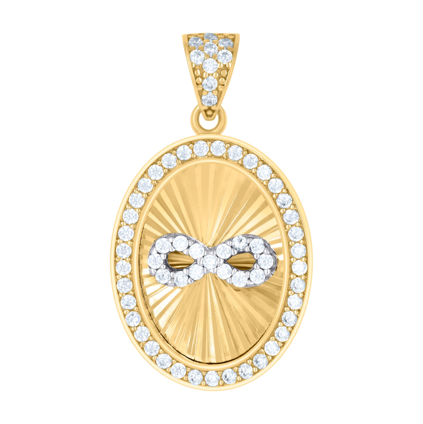 10K Two-tone Gold Womens Cubic-Zirconia Symbol Infinity Medallion Charm Pendant