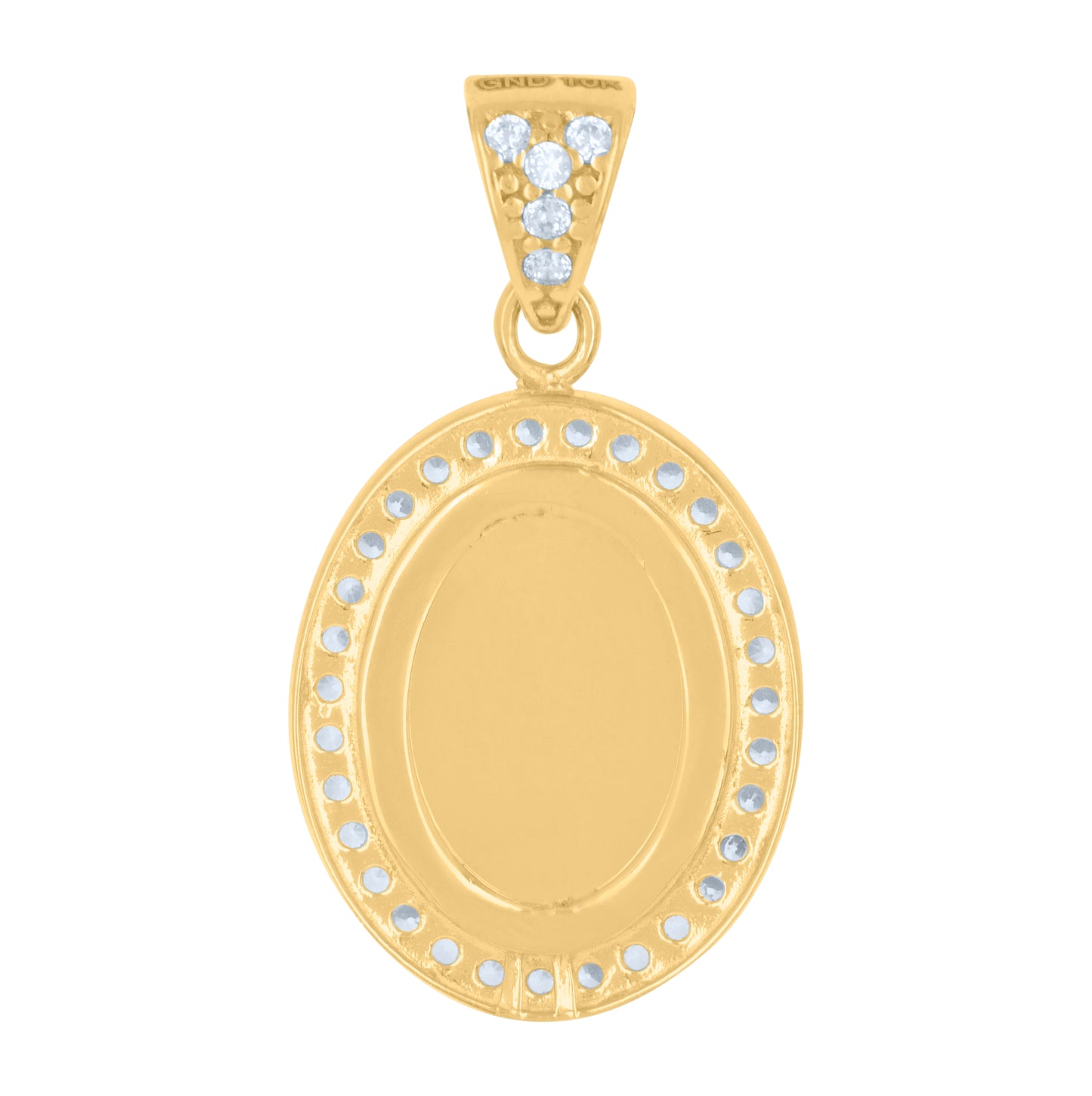 10K Yellow Gold Womens Cubic-Zirconia Oval Medallion Picture Frame Fashion Charm Pendant