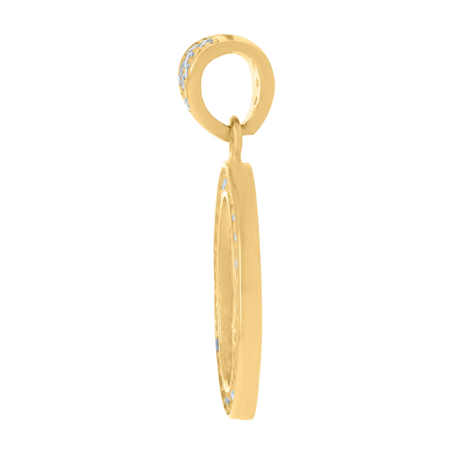 10K Yellow Gold Womens Cubic-Zirconia Oval Medallion Picture Frame Fashion Charm Pendant