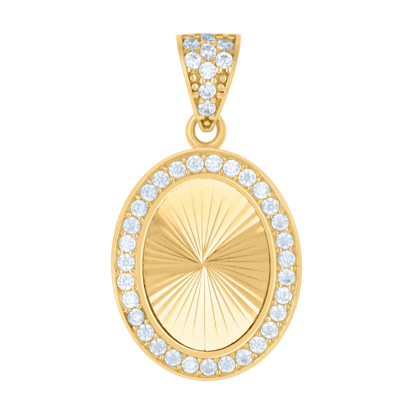 10K Yellow Gold Womens Cubic-Zirconia Oval Medallion Picture Frame Fashion Charm Pendant