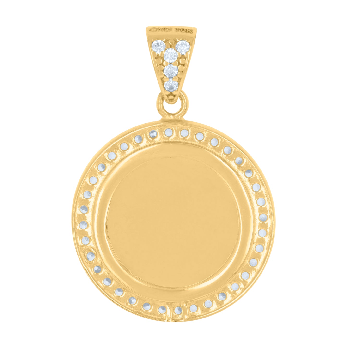 10K Yellow Gold Womens Cubic-Zirconia Round Medallion Picture Frame Fashion Charm Pendant