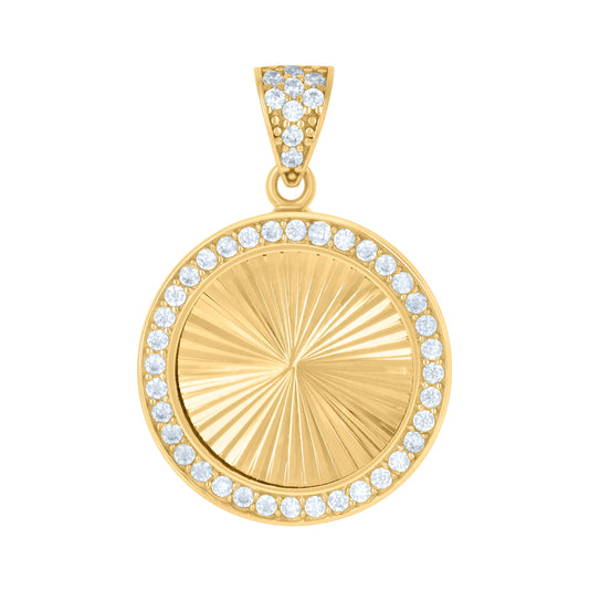 10K Yellow Gold Womens Cubic-Zirconia Round Medallion Picture Frame Fashion Charm Pendant
