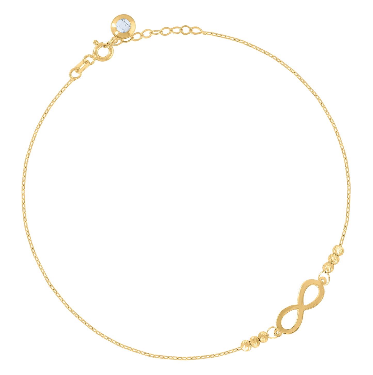 10K Yellow Gold Womens Cubic-Zirconia Infinity Beaded Charm 9" Bracelet