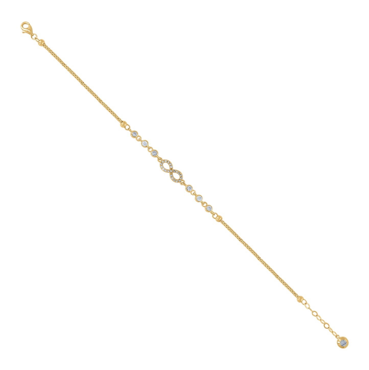 10K Two-Tone Gold Womens Cubic-Zirconia Infinity Charm Bracelet Size 8 Inches