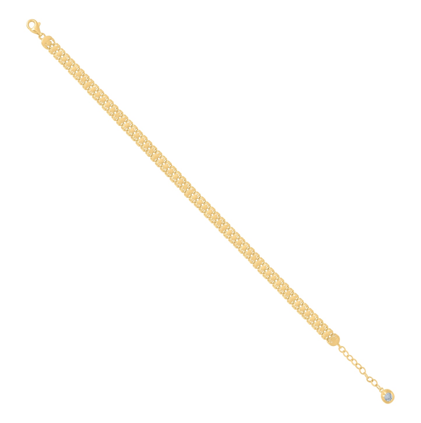 10K Yellow Gold Womens Cubic-Zirconia Fashion Link Bracelet Size 8 Inches