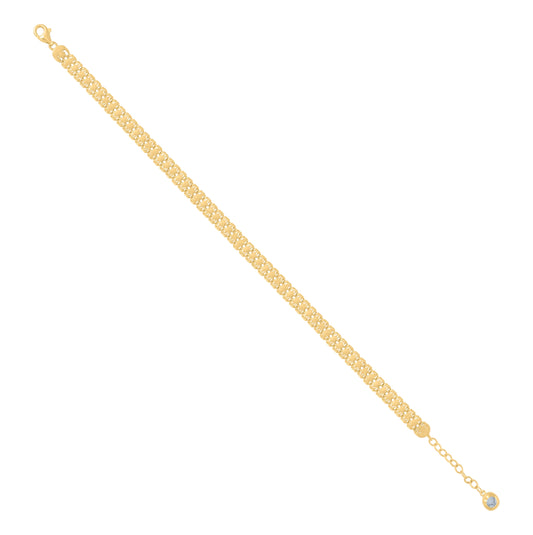 10K Yellow Gold Womens Cubic-Zirconia Fashion Link Bracelet Size 8 Inches