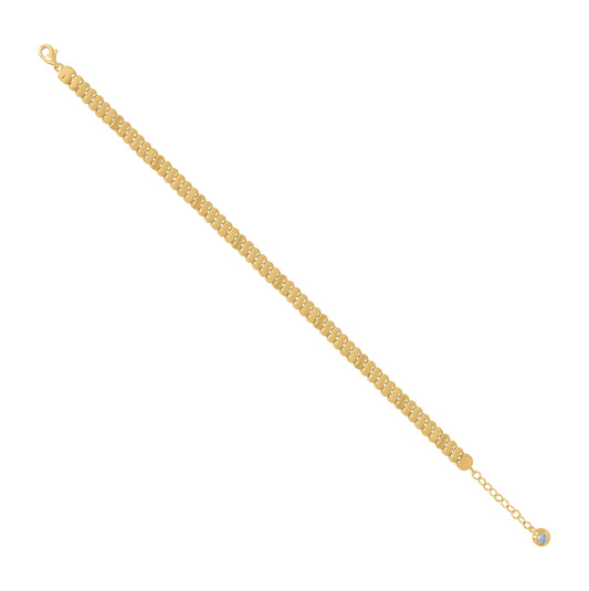 10K Yellow Gold Womens Cubic-Zirconia Fashion Link Bracelet Size 8 Inches