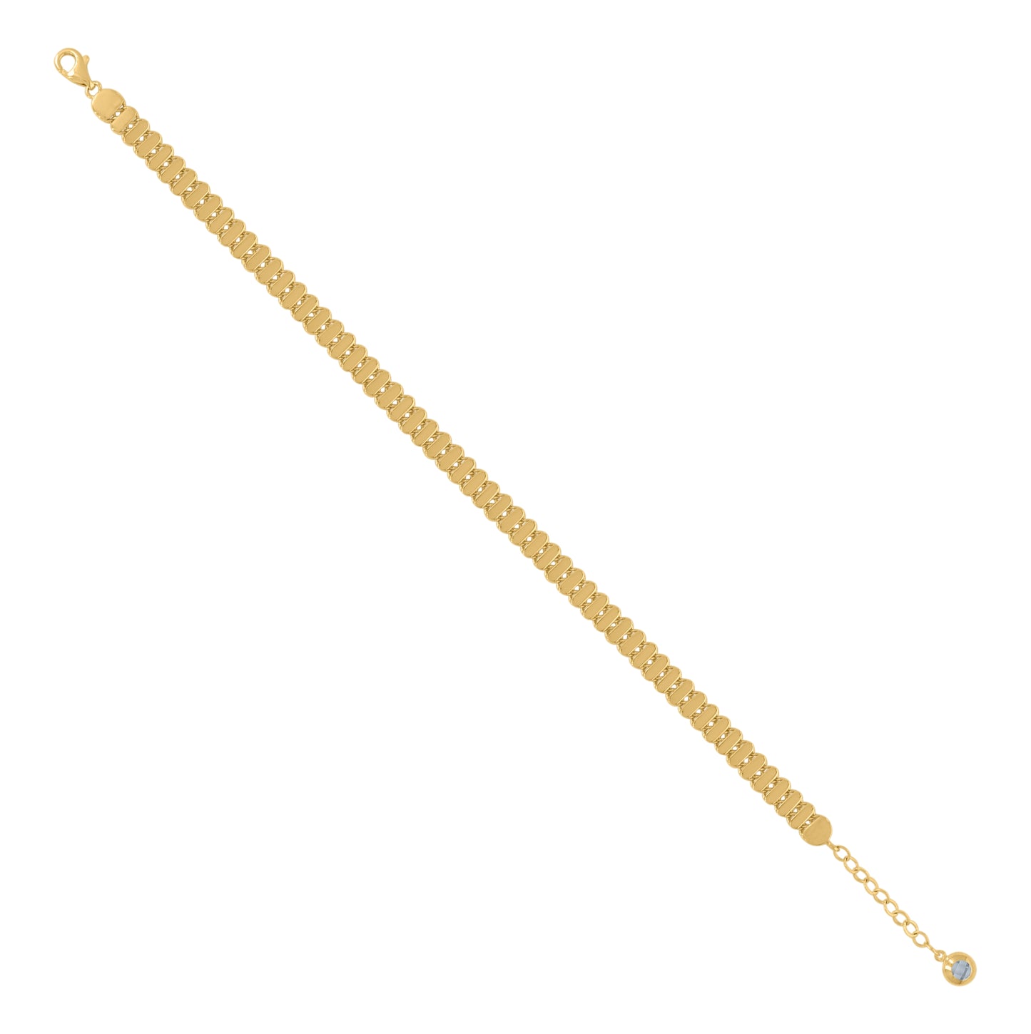 10K Yellow Gold Womens Cubic-Zirconia Fashion Link Bracelet Size 8 Inches