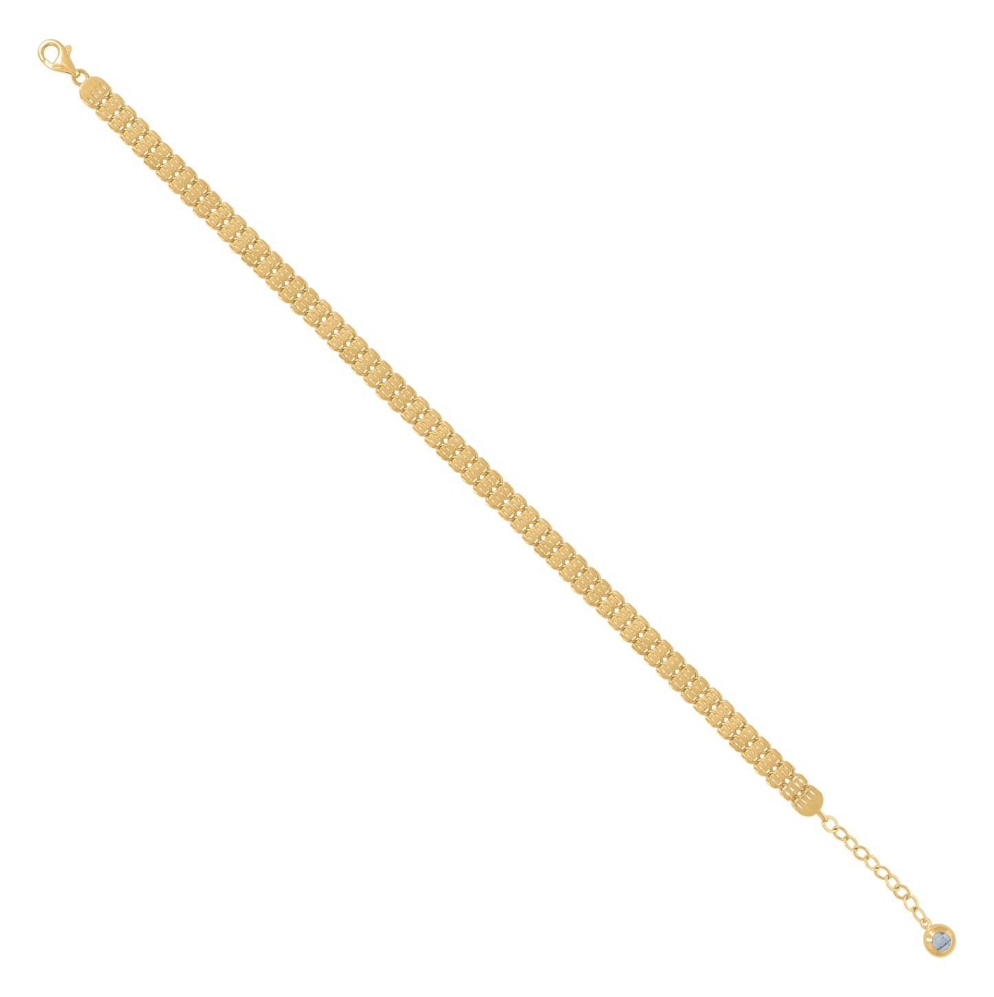 10K Yellow Gold Womens Cubic-Zirconia Fashion Link Bracelet Size 8 Inches