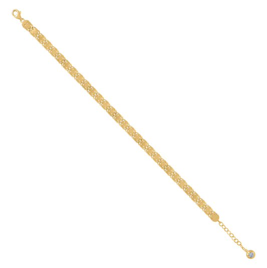 10K Yellow Gold Womens Cubic-Zirconia Fashion Link Bracelet Size 8 Inches