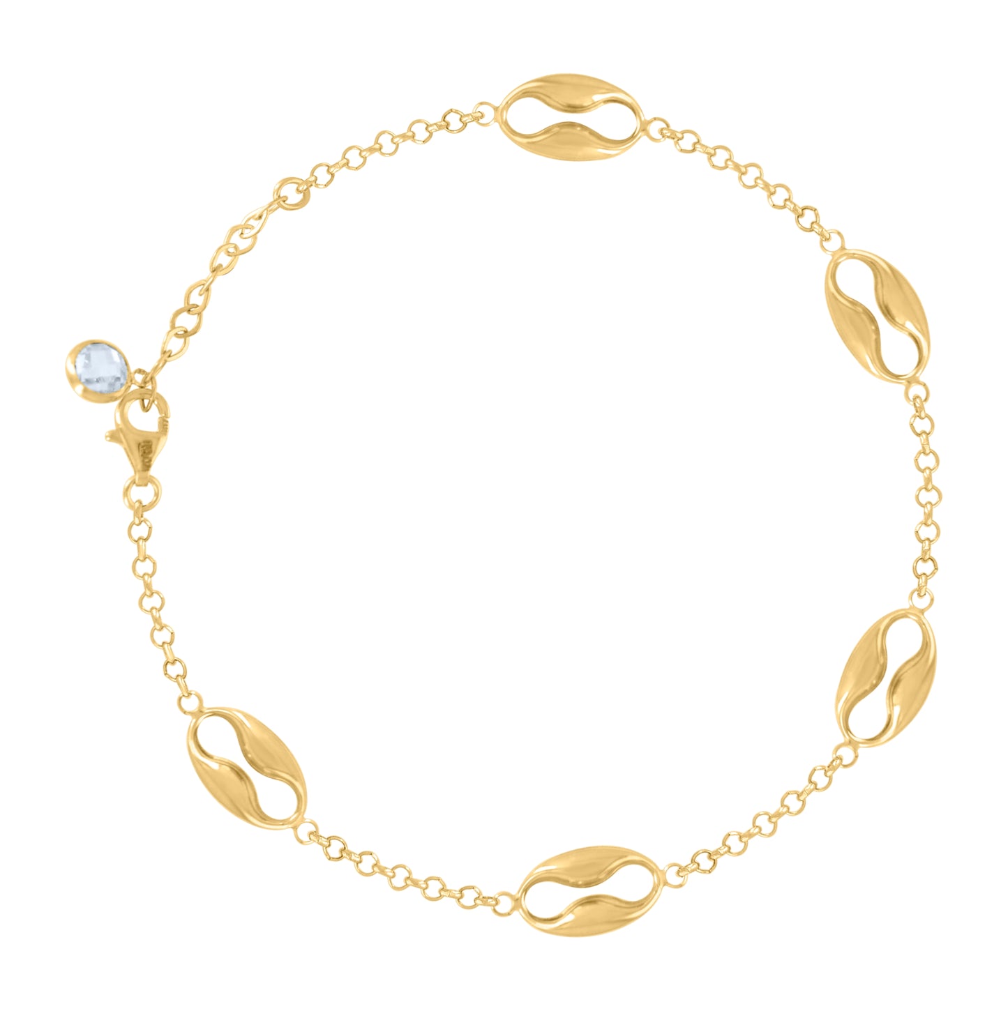 10K Yellow Gold Womens Cubic-Zirconia Infinity Link Charm 8" Bracelet