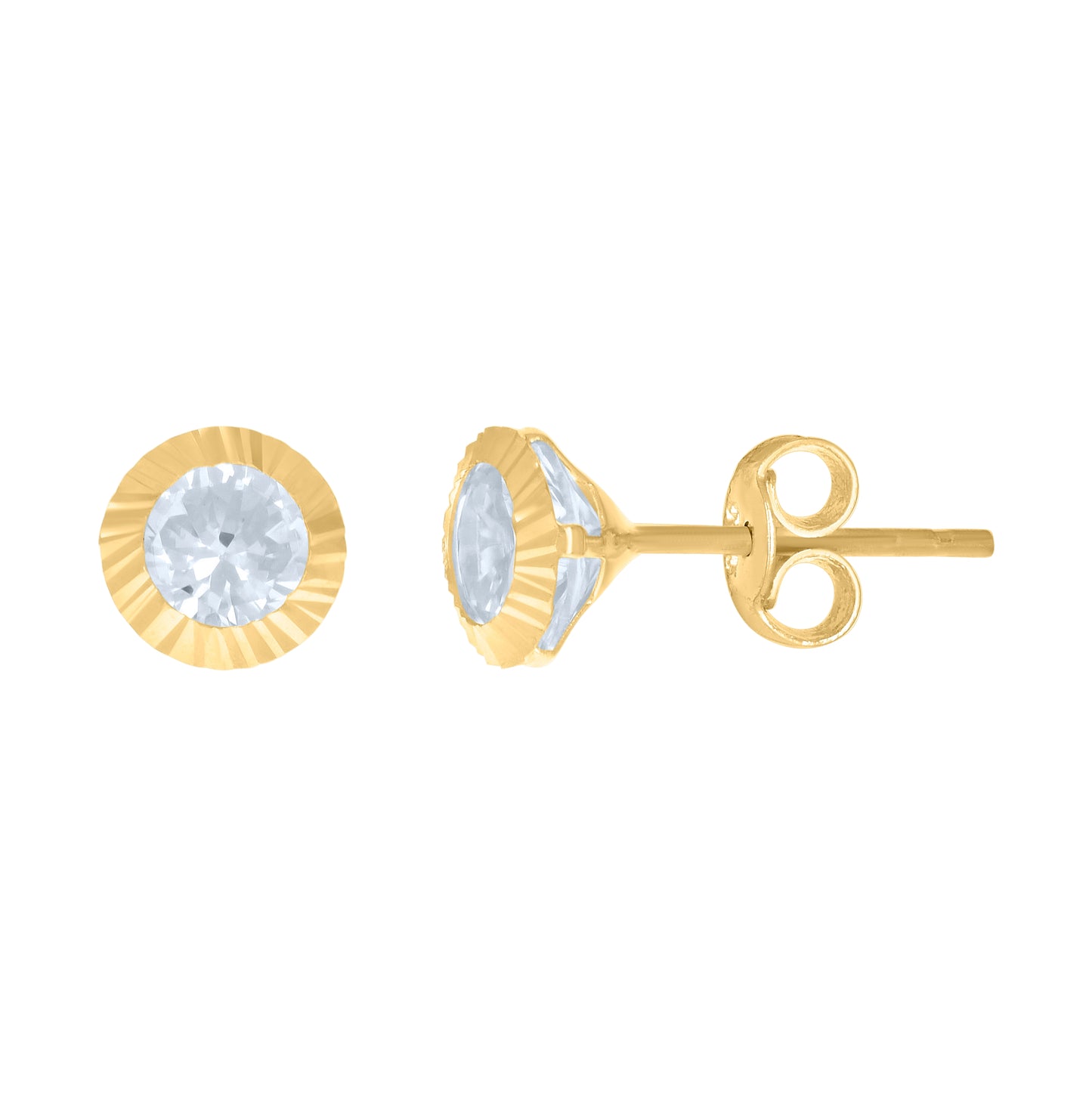 10K Yellow Gold Womens Cubic-Zirconia Round Stud Earrings