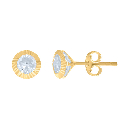 10K Yellow Gold Womens Cubic-Zirconia Round Stud Earrings