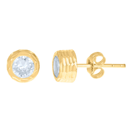 10K Yellow Gold Womens Cubic-Zirconia Round Stud Earrings
