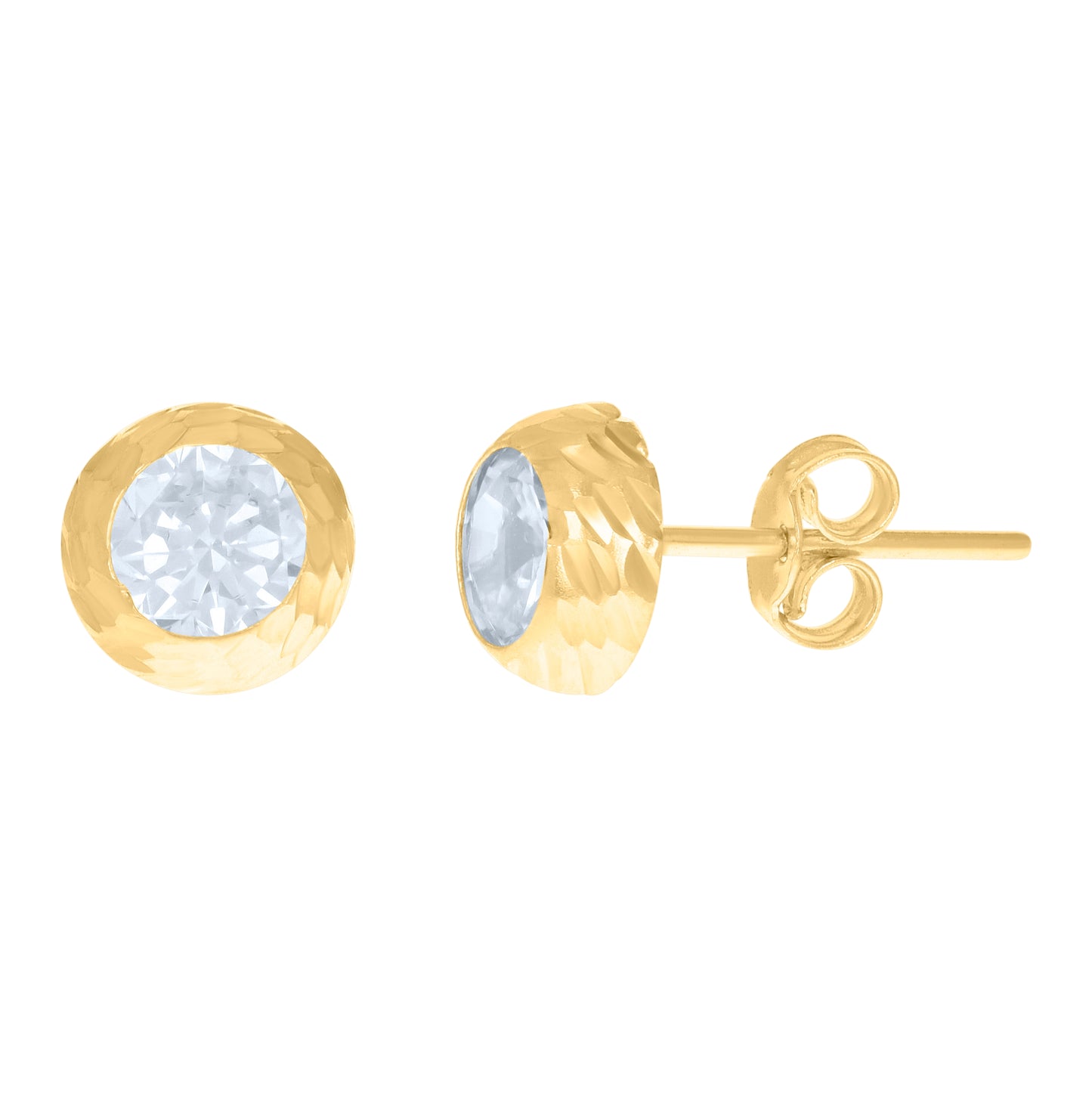 10K Yellow Gold Womens Cubic-Zirconia Round Stud Earrings