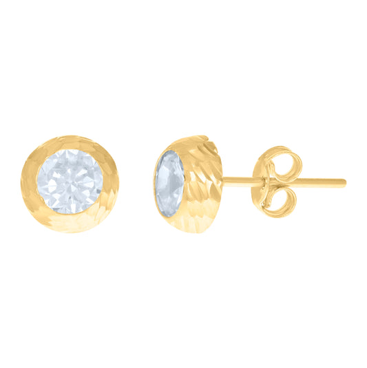 10K Yellow Gold Womens Cubic-Zirconia Round Stud Earrings