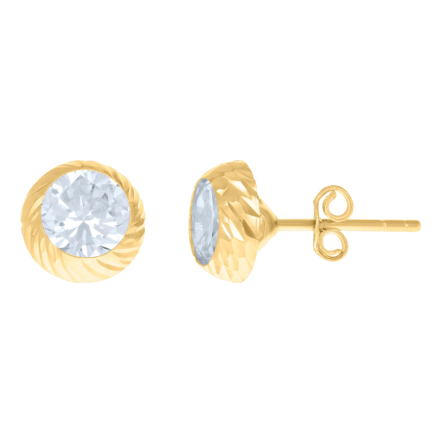 10K Yellow Gold Womens Cubic-Zirconia Round Stud Earrings