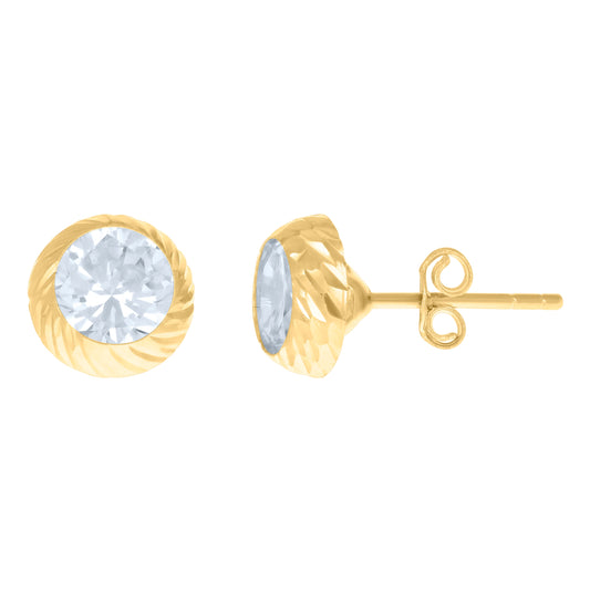 10K Yellow Gold Womens Cubic-Zirconia Round Stud Earrings