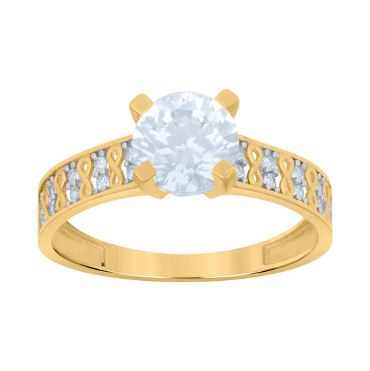 10K Two-tone Gold Womens Cubic-Zirconia Bridal Engagement Ring
