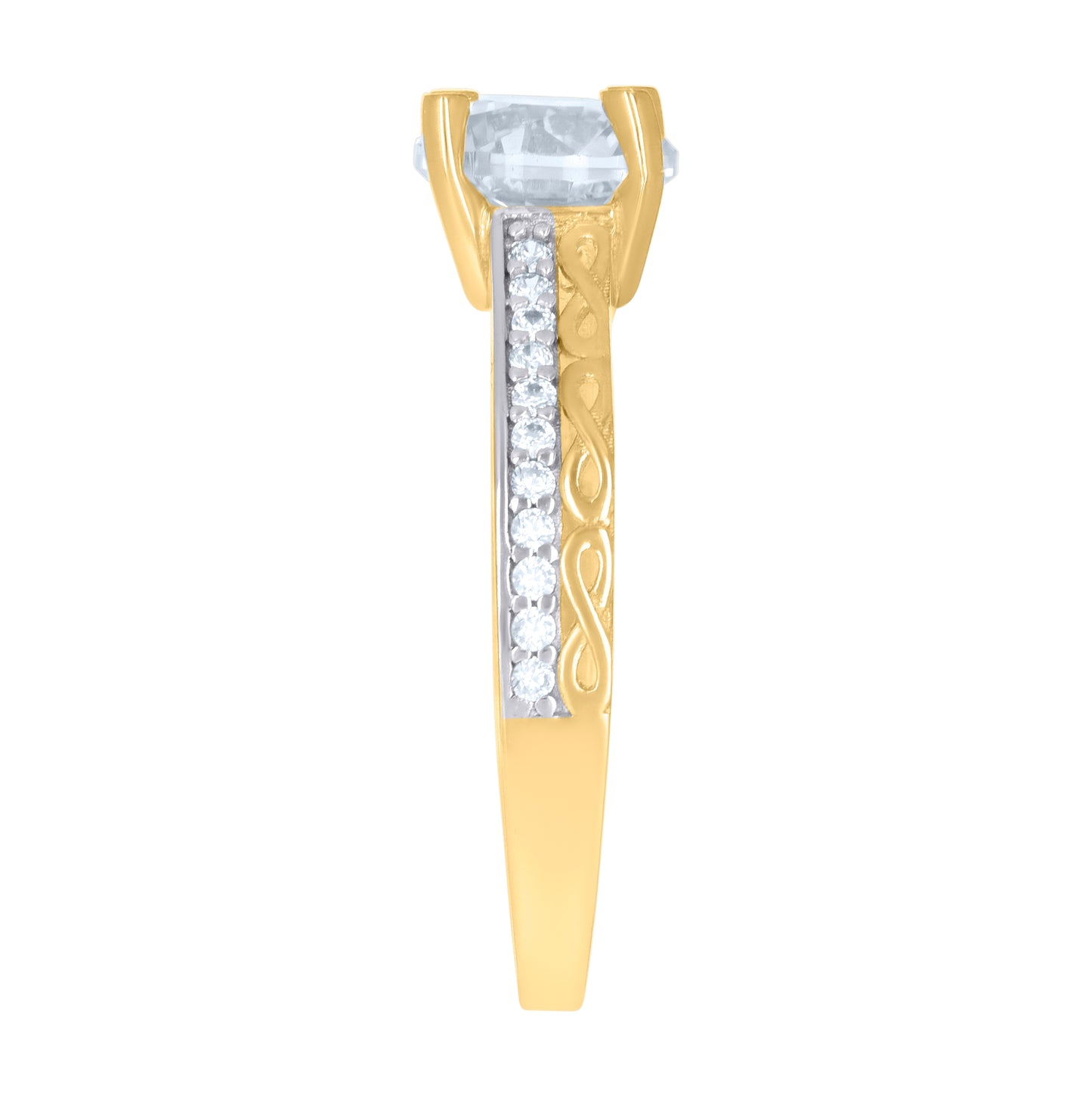 10K Two-tone Gold Womens Cubic-Zirconia Bridal Engagement Ring