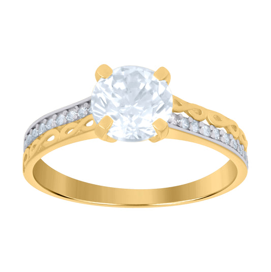 10K Two-tone Gold Womens Cubic-Zirconia Bridal Engagement Ring