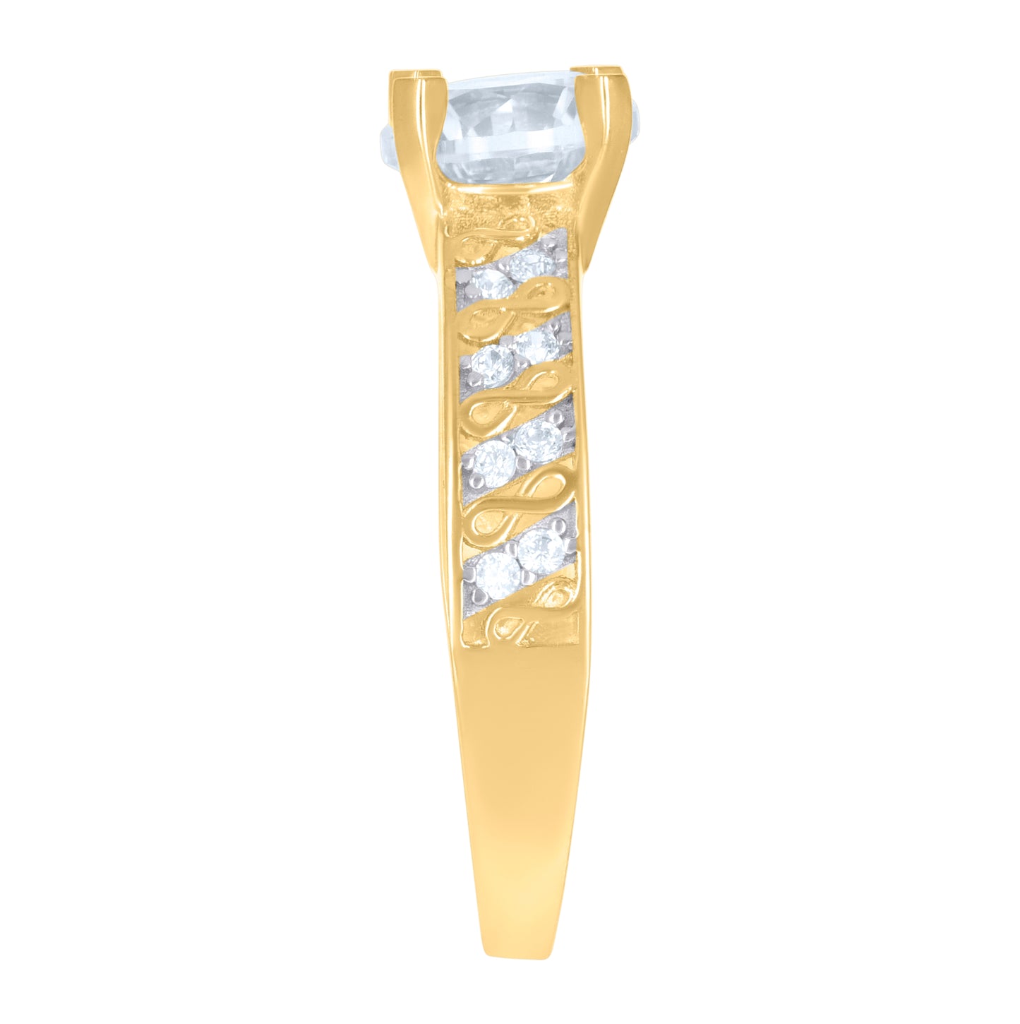 10K Two-tone Gold Womens Cubic-Zirconia Bridal Engagement Ring