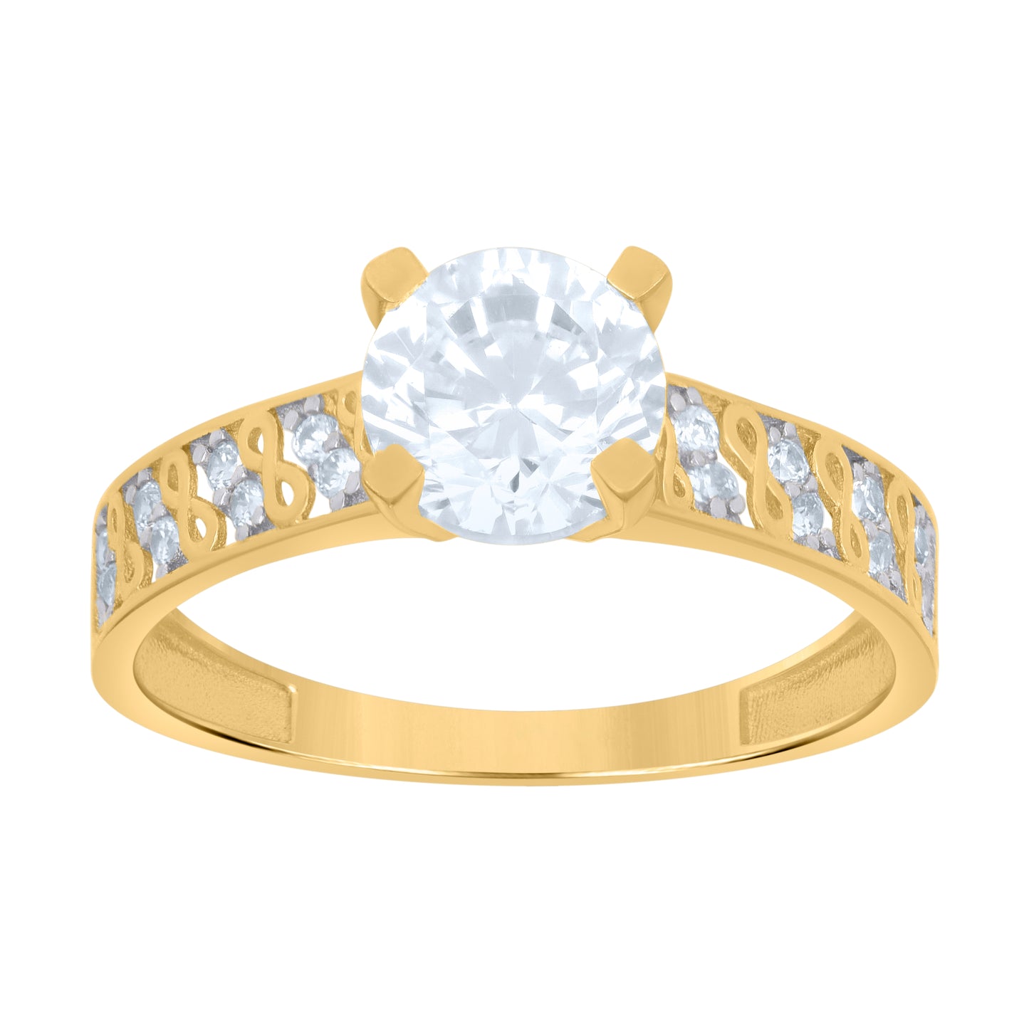 10K Two-tone Gold Womens Cubic-Zirconia Bridal Engagement Ring