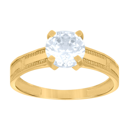 10K Yellow Gold Womens Cubic-Zirconia Bridal Engagement Ring