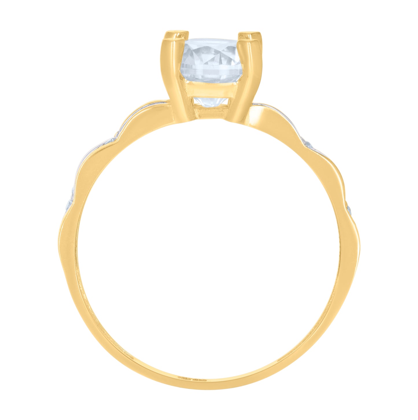 10K Two-tone Gold Womens Cubic-Zirconia Bridal Engagement Ring