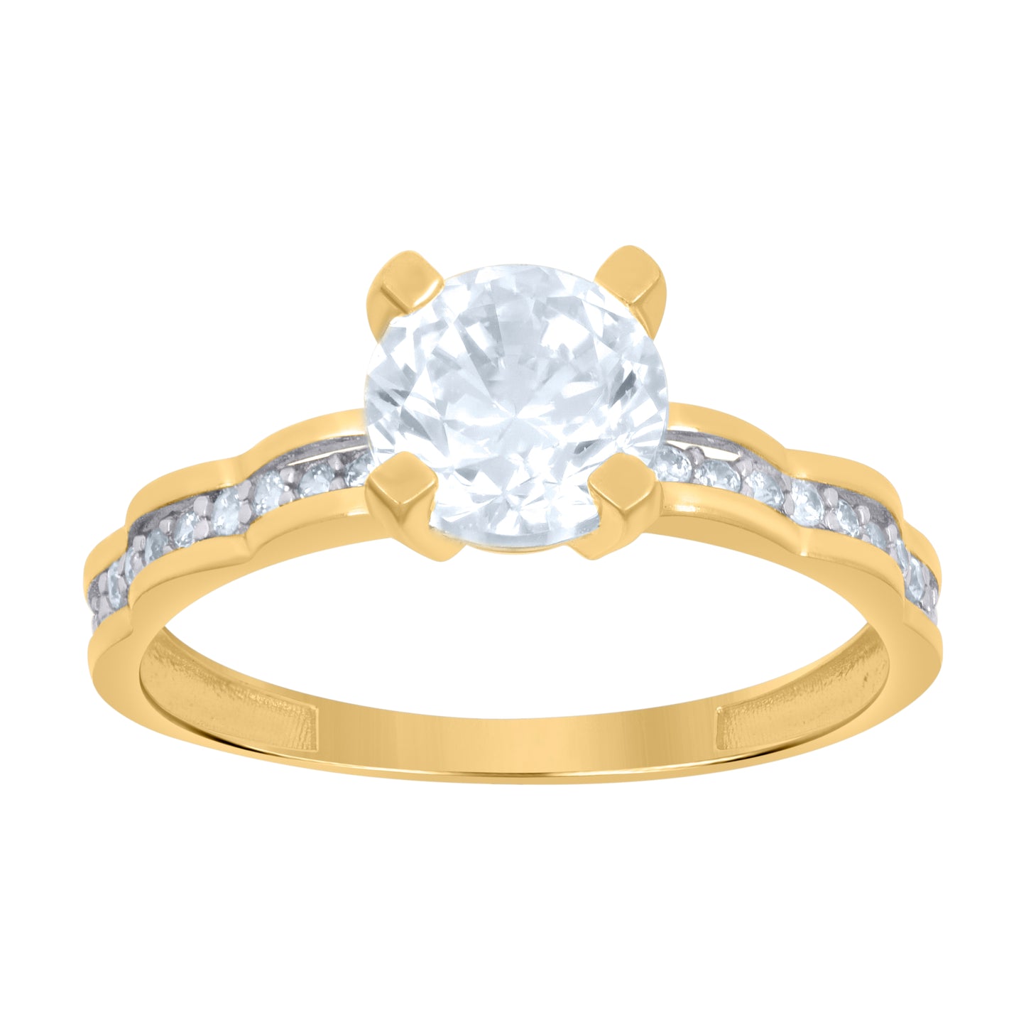 10K Two-tone Gold Womens Cubic-Zirconia Bridal Engagement Ring