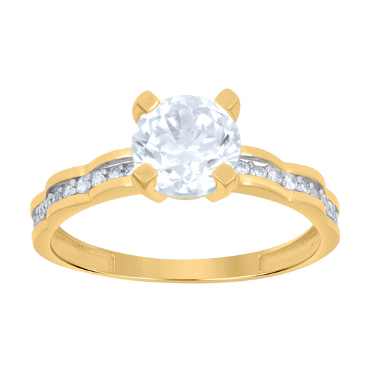 10K Two-tone Gold Womens Cubic-Zirconia Bridal Engagement Ring