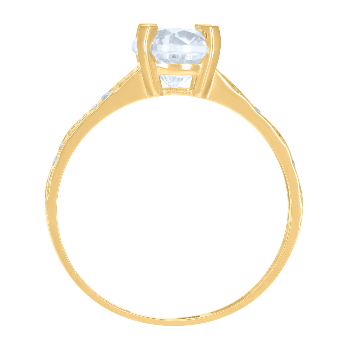 10K Yellow Gold Womens Cubic-Zirconia Bridal Engagement Ring