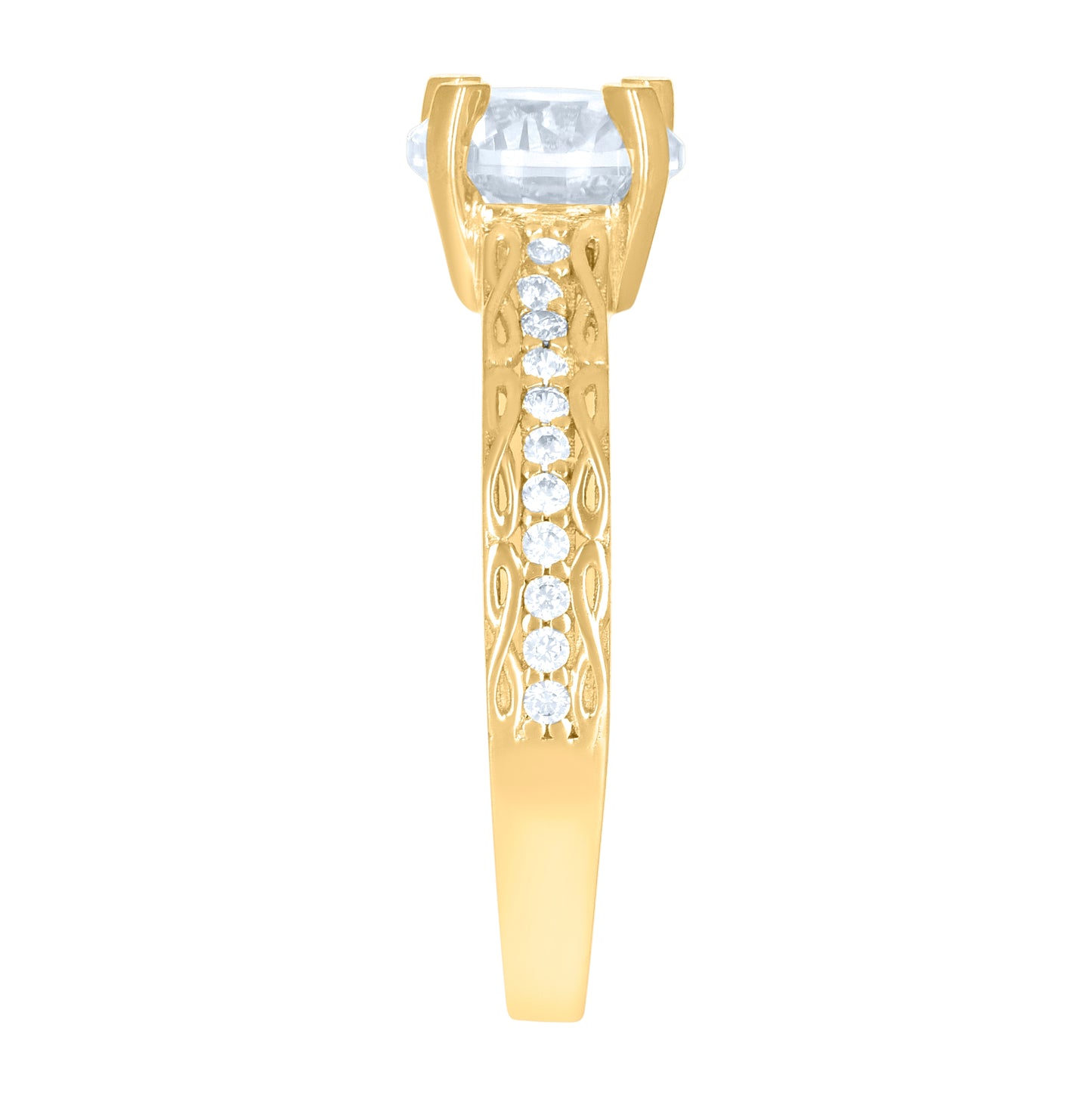 10K Yellow Gold Womens Cubic-Zirconia Bridal Engagement Ring