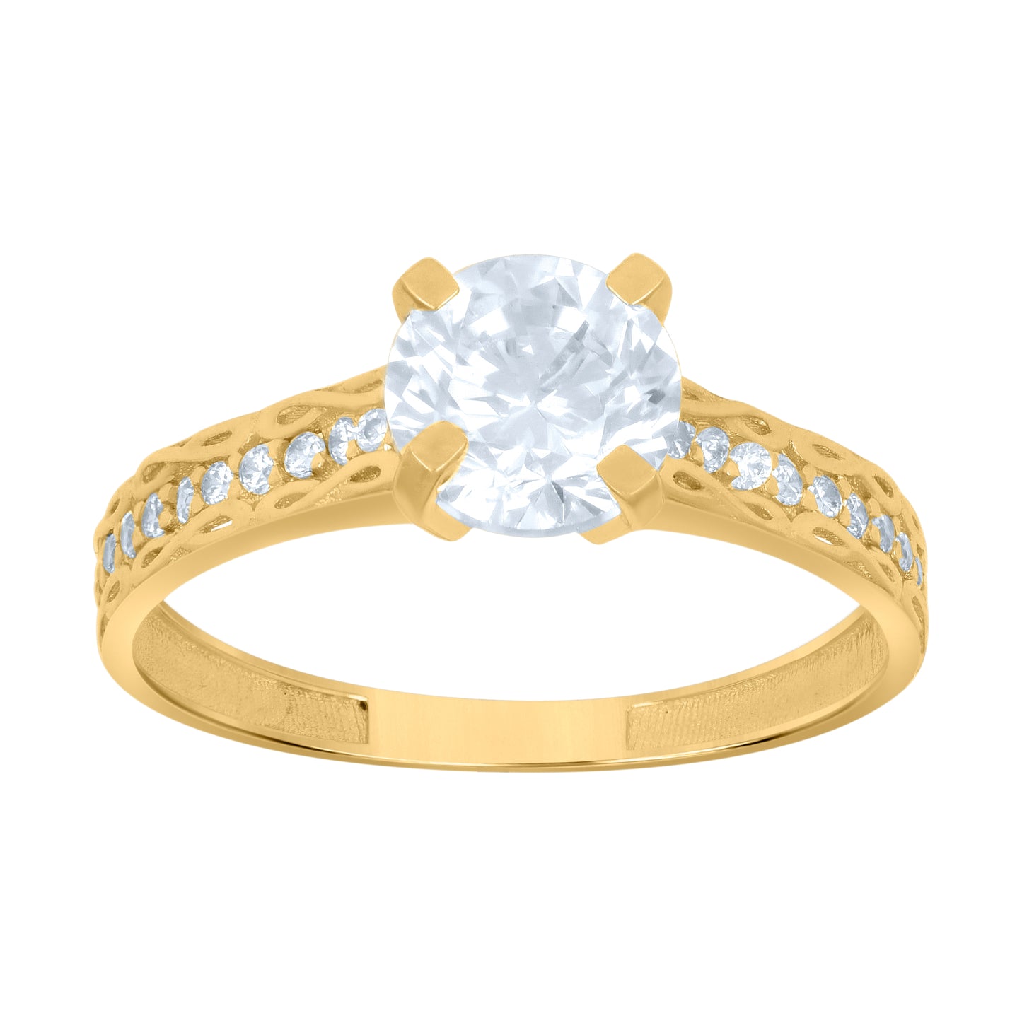 10K Yellow Gold Womens Cubic-Zirconia Bridal Engagement Ring