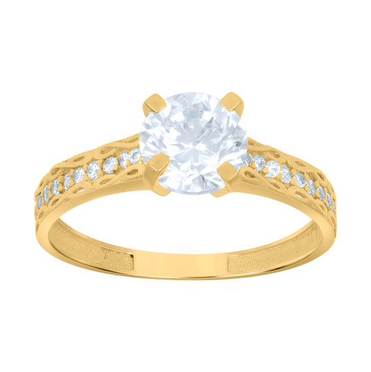 10K Yellow Gold Womens Cubic-Zirconia Bridal Engagement Ring