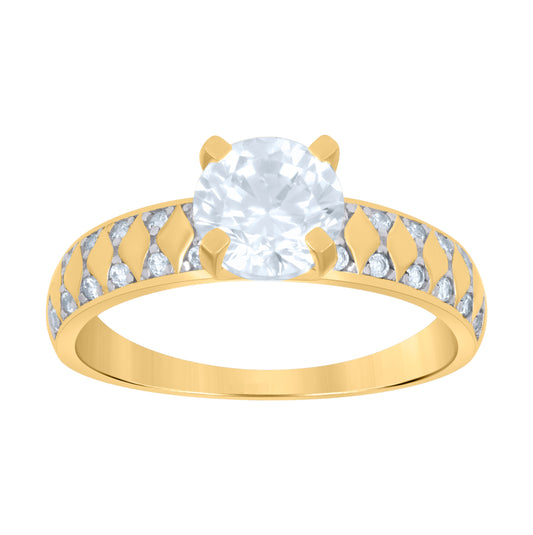 10K Two-tone Gold Womens Cubic-Zirconia Bridal Engagement Ring