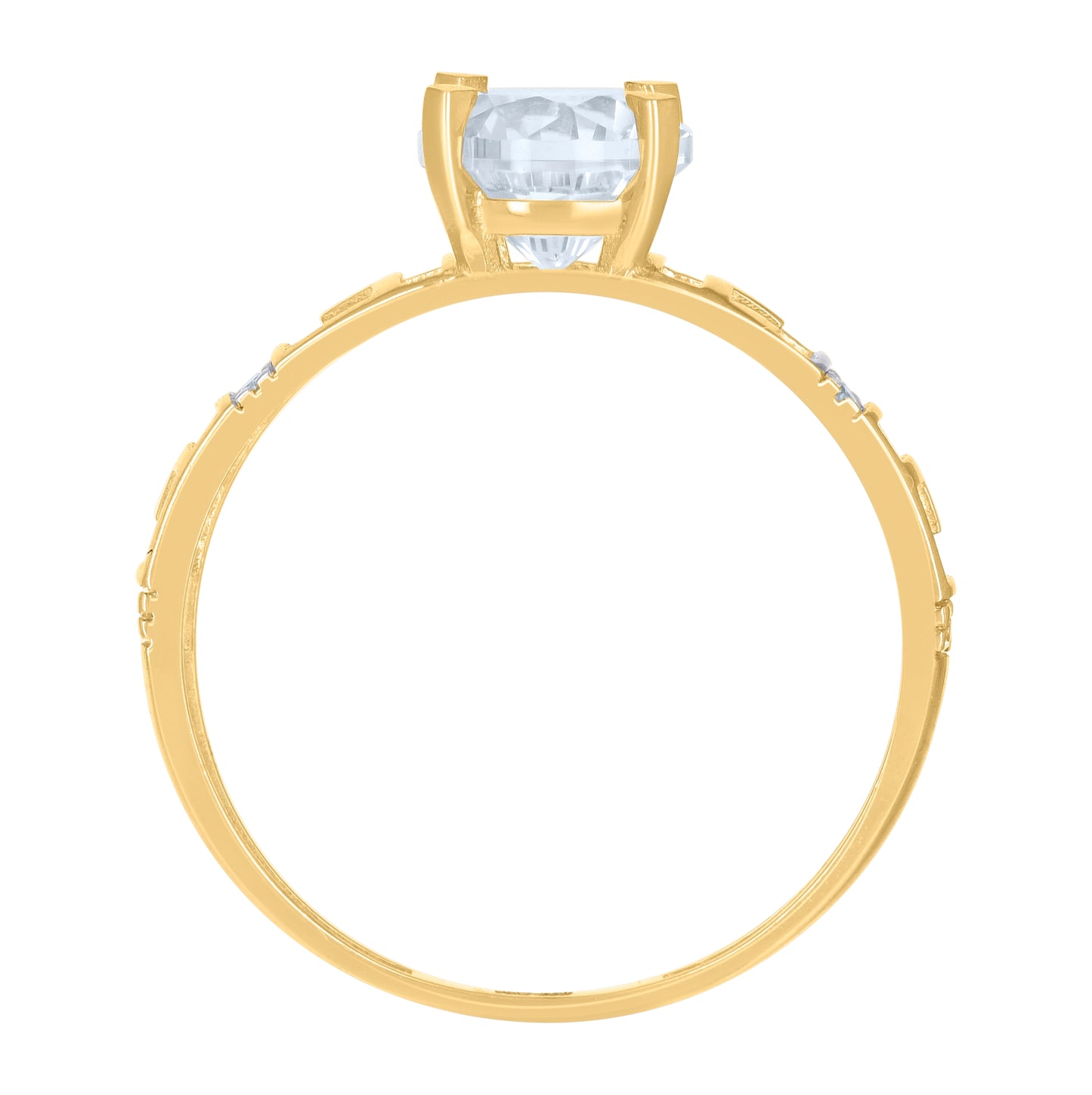10K Two-tone Gold Womens Cubic-Zirconia Bridal Engagement Ring