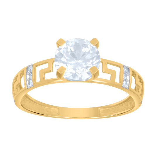 10K Two-tone Gold Womens Cubic-Zirconia Bridal Engagement Ring