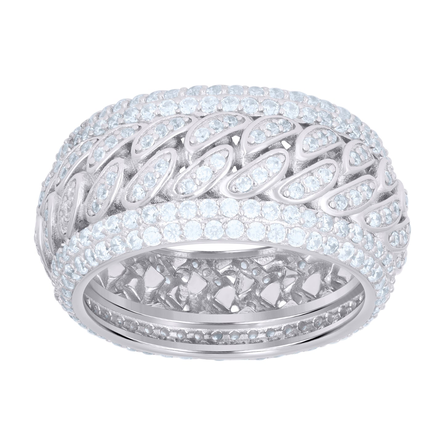 Sterling Silver Men's Cubic-Zirconia Fashion Bridal Anniversary Wedding Engagement Band Ring