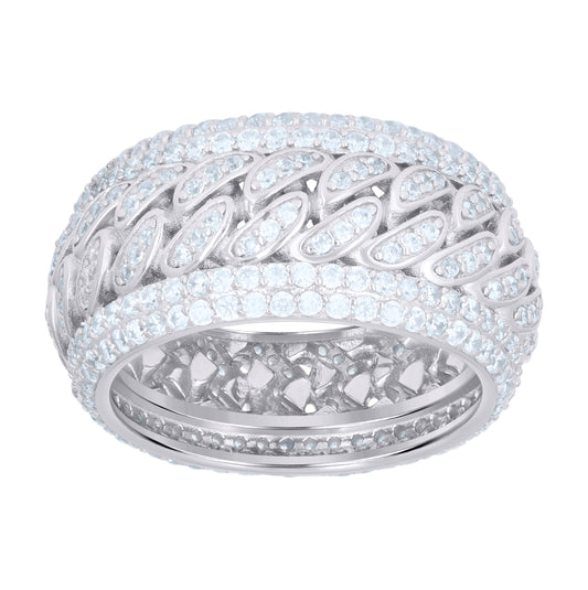 Sterling Silver Men's Cubic-Zirconia Fashion Bridal Anniversary Wedding Engagement Band Ring