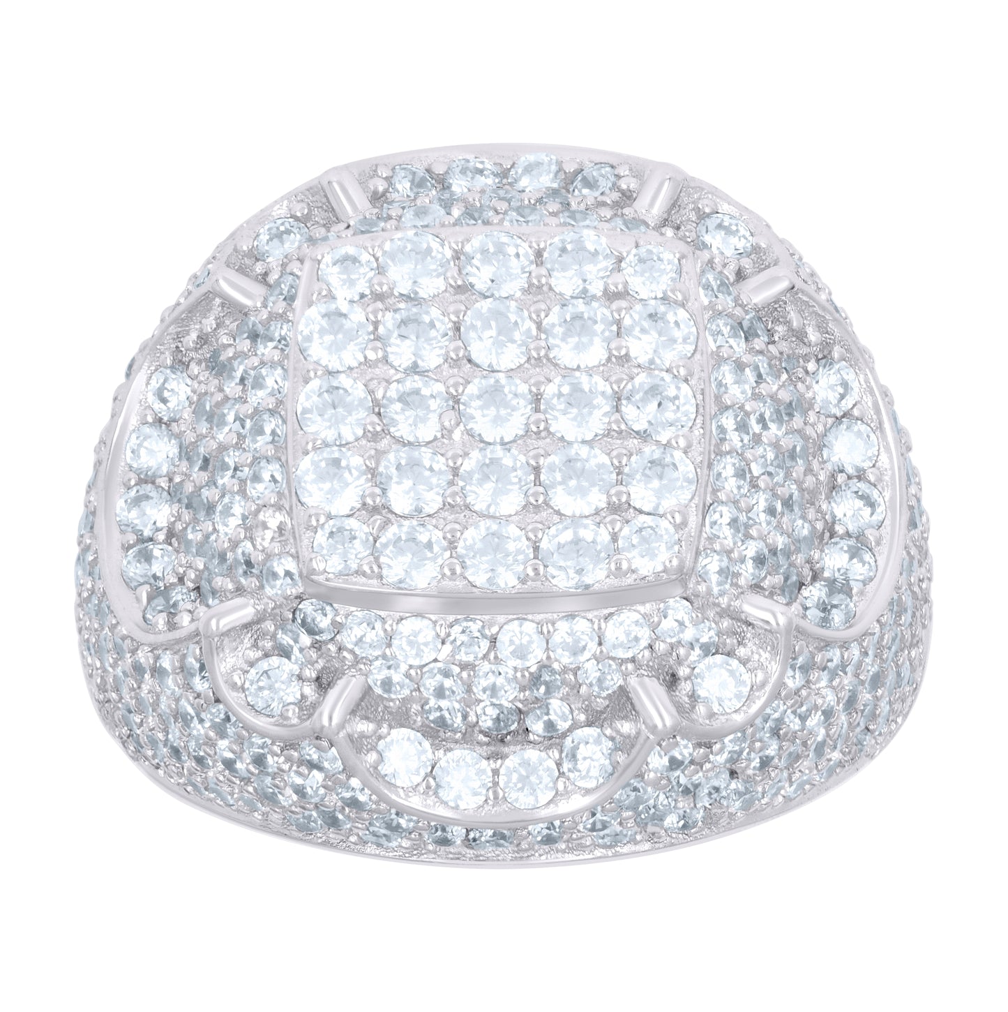 Sterling Silver Men's Cubic-Zirconia Fashion Bridal Anniversary Wedding Engagement Band Ring