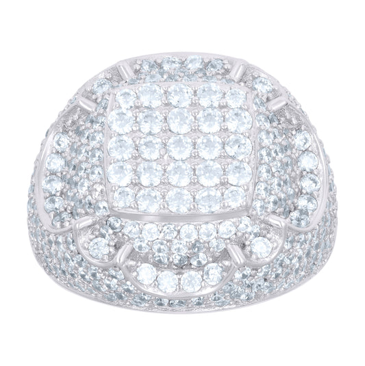 Sterling Silver Men's Cubic-Zirconia Fashion Bridal Anniversary Wedding Engagement Band Ring