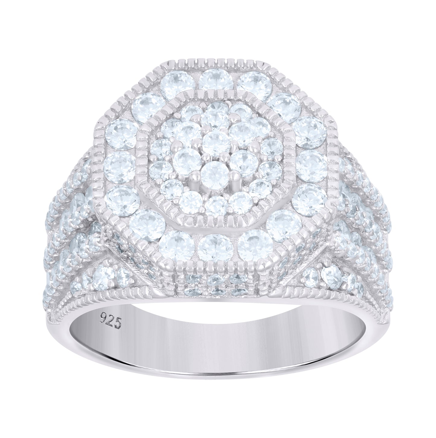Sterling Silver Men's Cubic-Zirconia Fashion Bridal Anniversary Wedding Engagement Band Ring