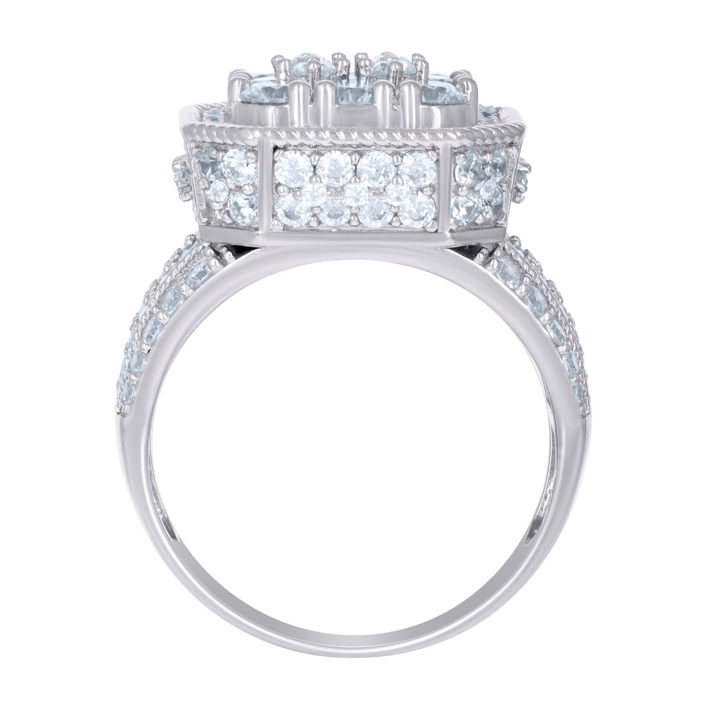 Sterling Silver Men's Cubic-Zirconia Rope Border Fashion Bridal Anniversary Wedding Engagement Band Ring