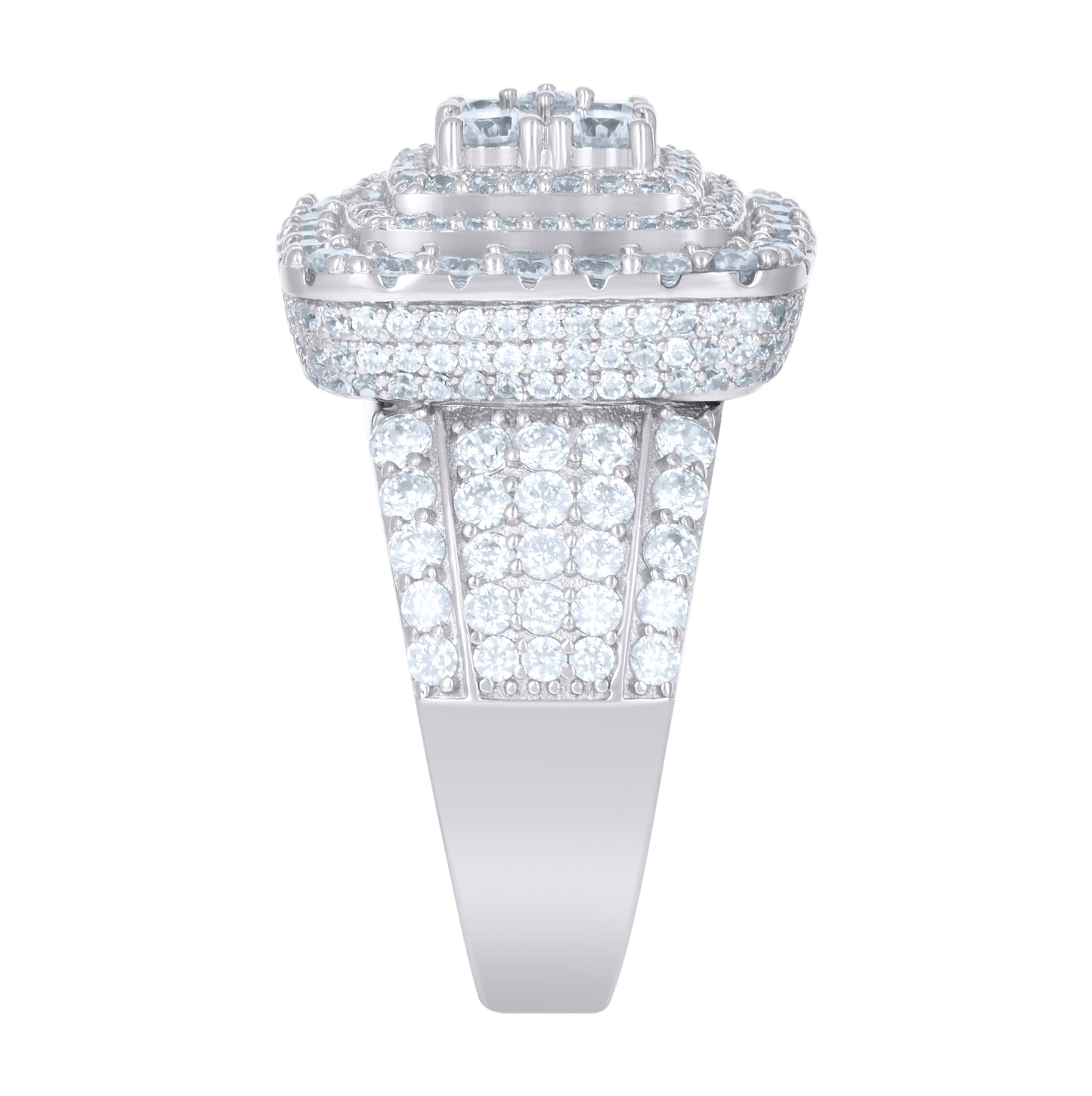 Sterling Silver Mens Cubic-Zirconia Square Fashion Bridal Anniversary Wedding Engagement Band Ring