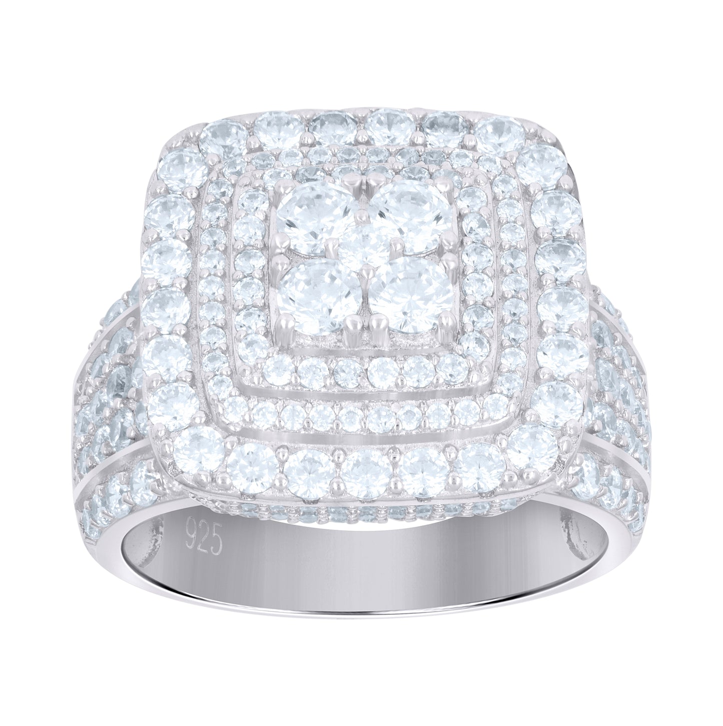 Sterling Silver Mens Cubic-Zirconia Square Fashion Bridal Anniversary Wedding Engagement Band Ring