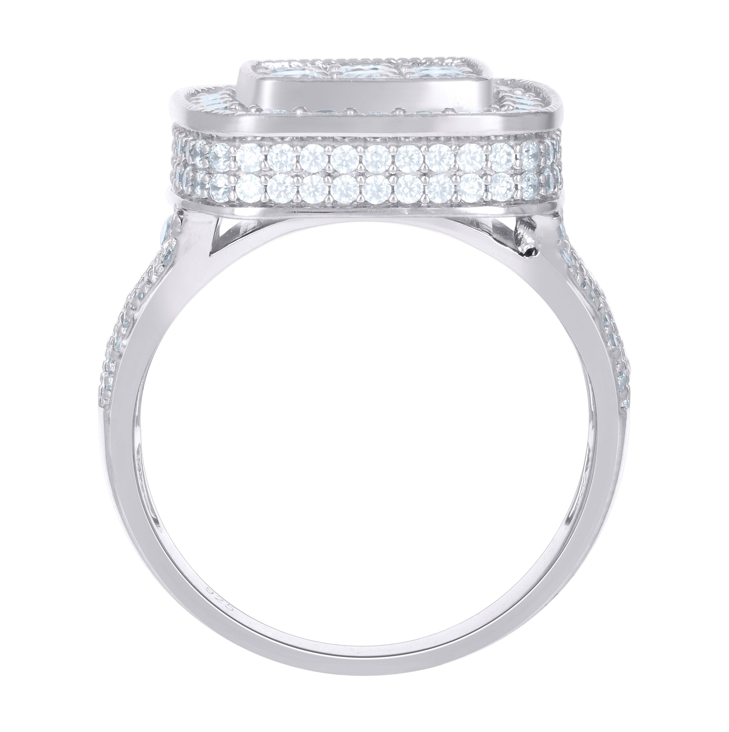 Sterling Silver Men's Cubic-Zirconia Square Fashion Bridal Anniversary Wedding Engagement Band Ring