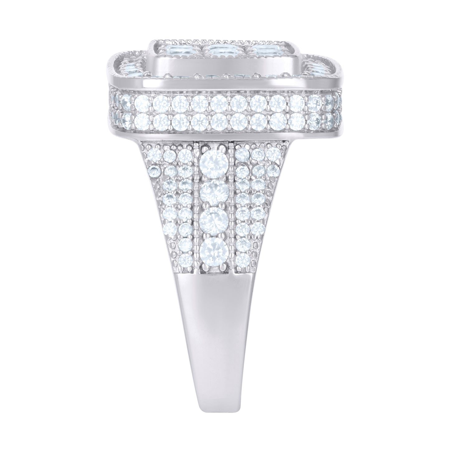 Sterling Silver Men's Cubic-Zirconia Square Fashion Bridal Anniversary Wedding Engagement Band Ring