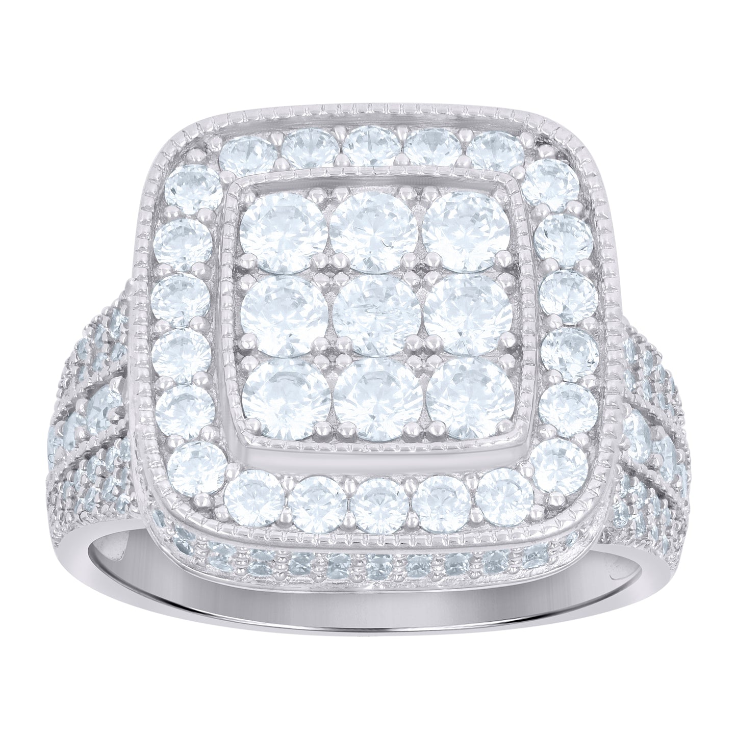 Sterling Silver Men's Cubic-Zirconia Square Fashion Bridal Anniversary Wedding Engagement Band Ring