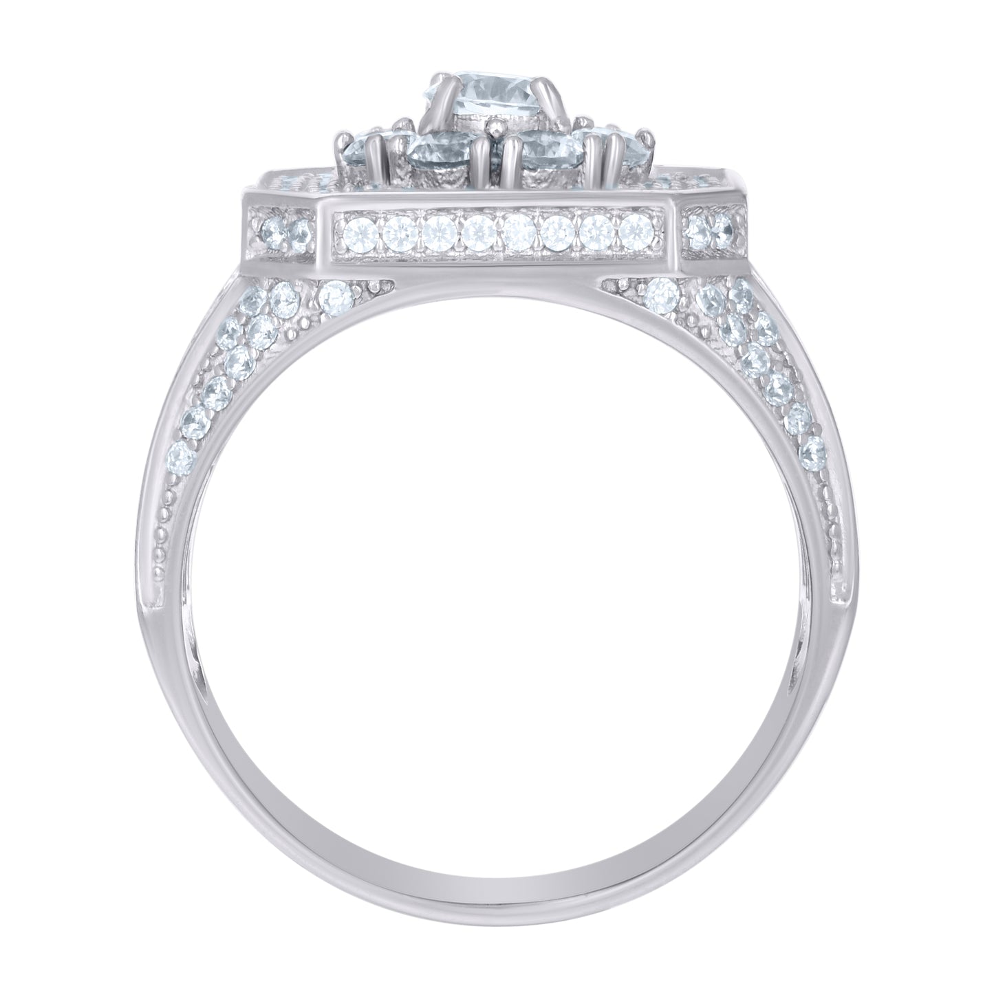 Sterling Silver Men's Cubic-Zirconia Fashion Bridal Anniversary Wedding Engagement Band Ring